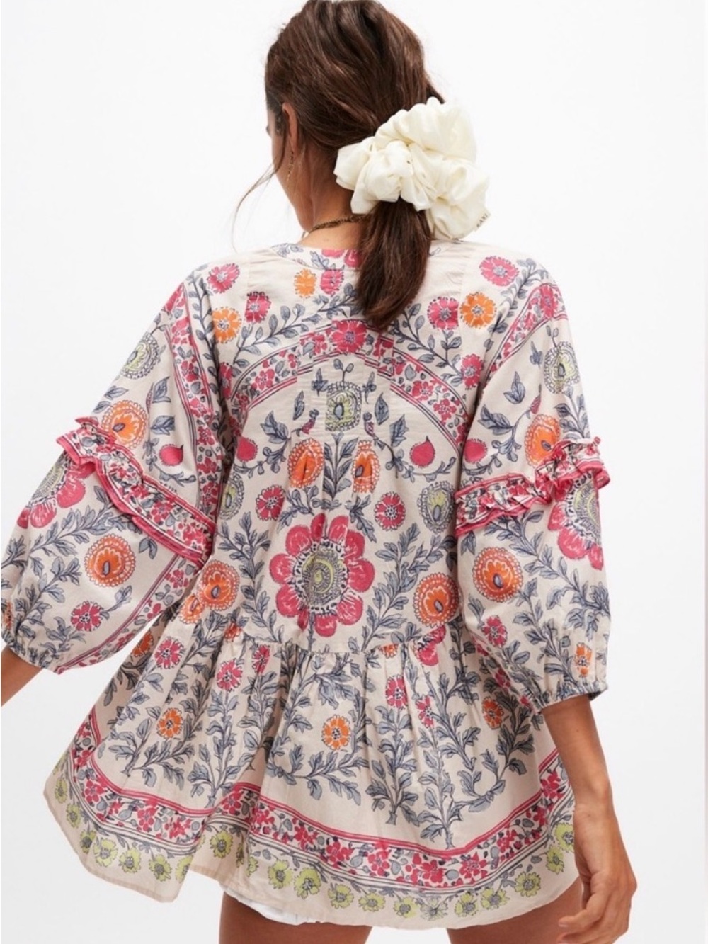 Free People Floral Pink and Orange Avery Tunic Top - Picture 8 of 8